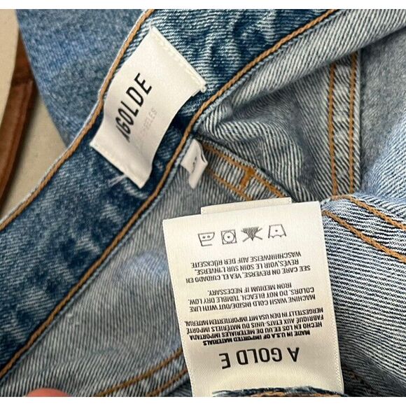 AGOLDE ankle Button Fly Straight Leg Jeans Womens Size 27 Jamie Hole Blue Denim - Picture 5 of 6